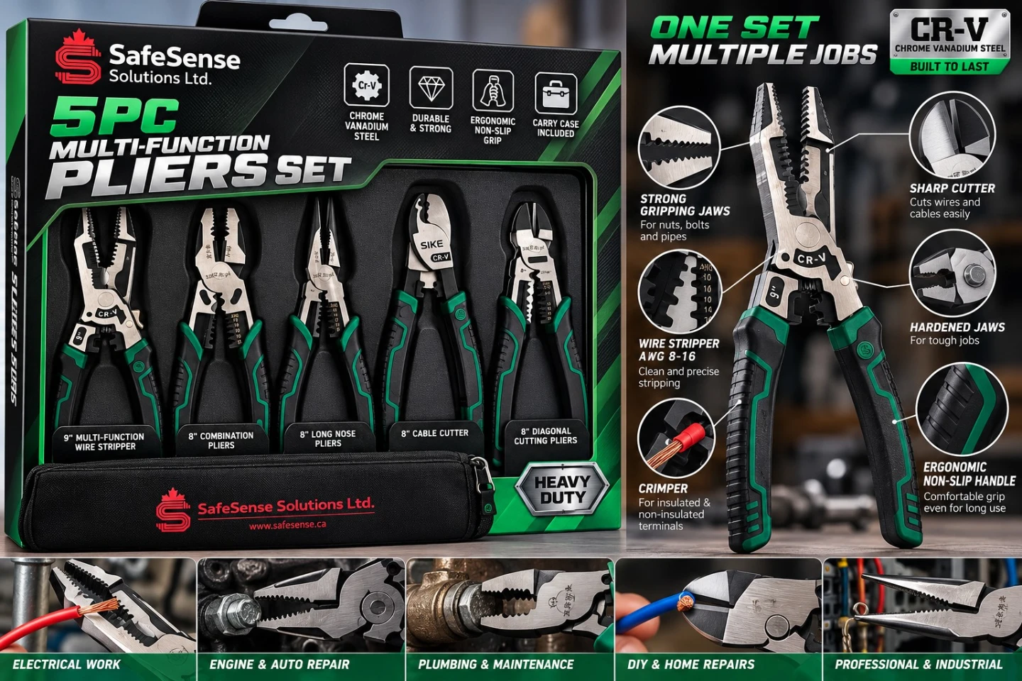 5-PIECE MULTI-FUNCTION PLIERS SET