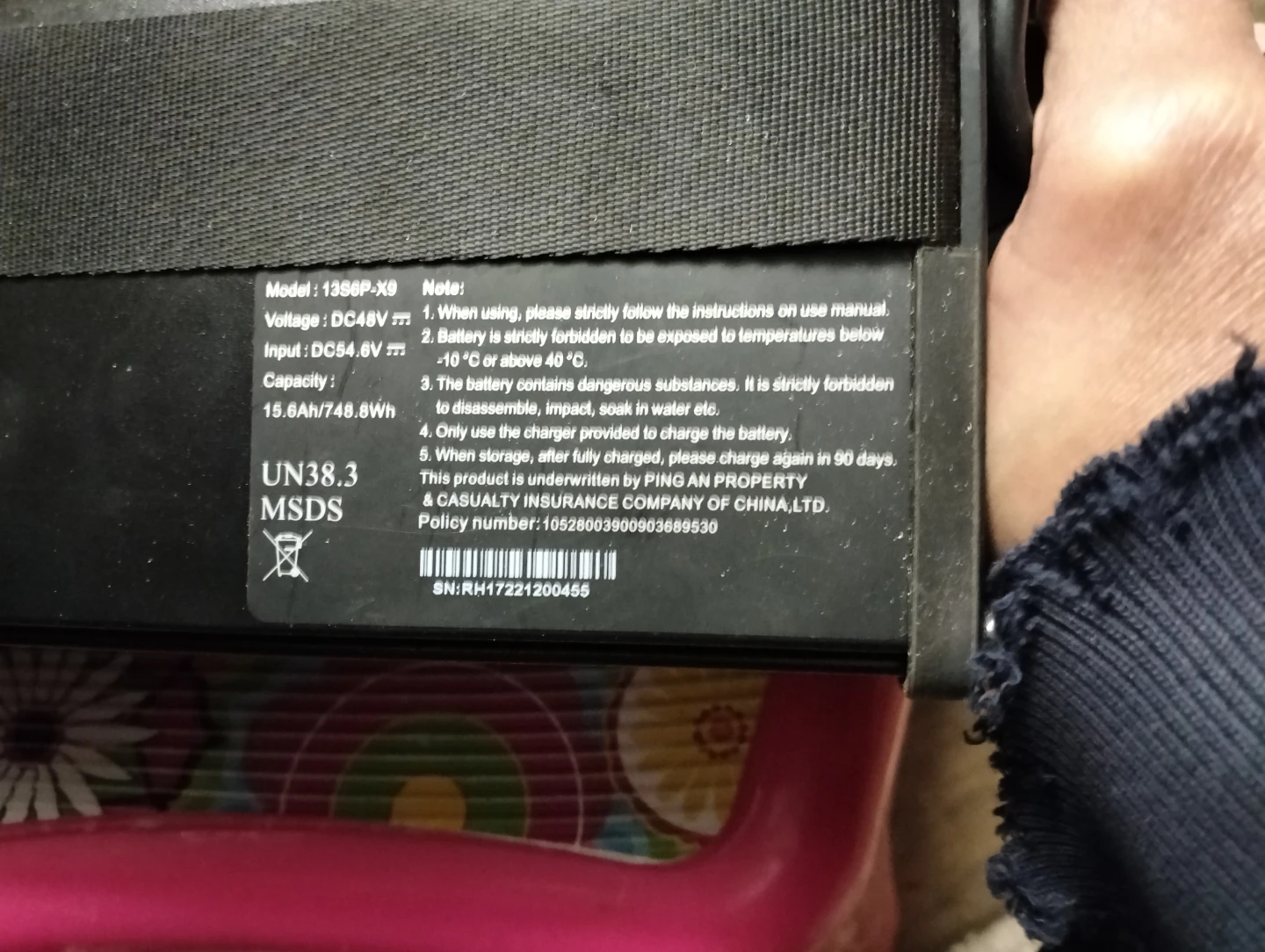 48V 15.6Ah E-bike Battery with Charger - photo 2