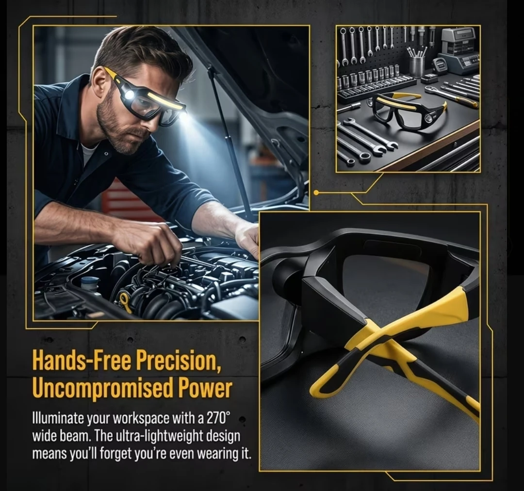 Hands-free LED Work Glasses