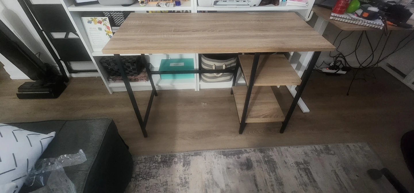 Industrial Style Wooden Desk with Shelves - photo 3