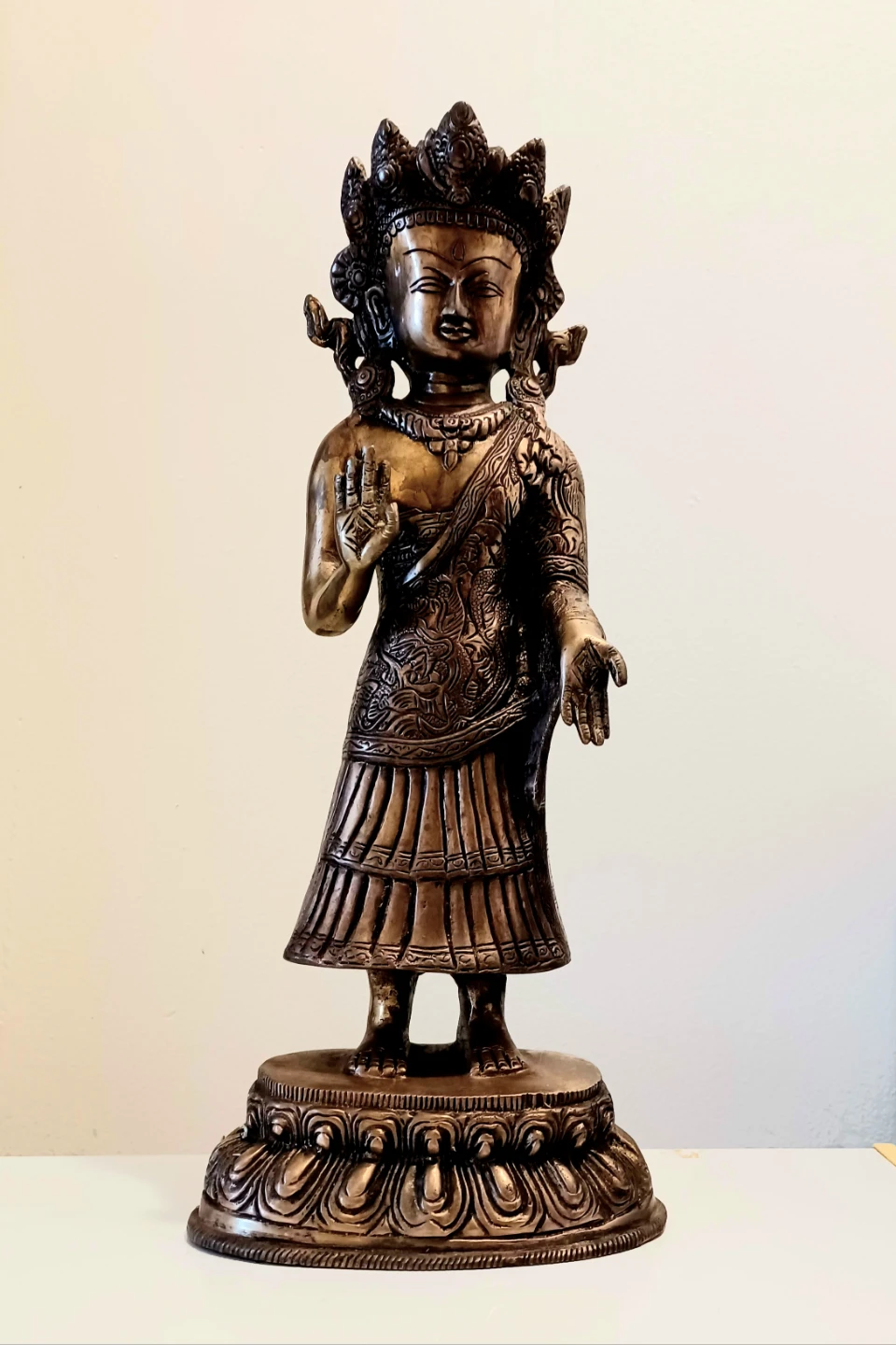 16" Heavy Bronze Bodhisattva Statue