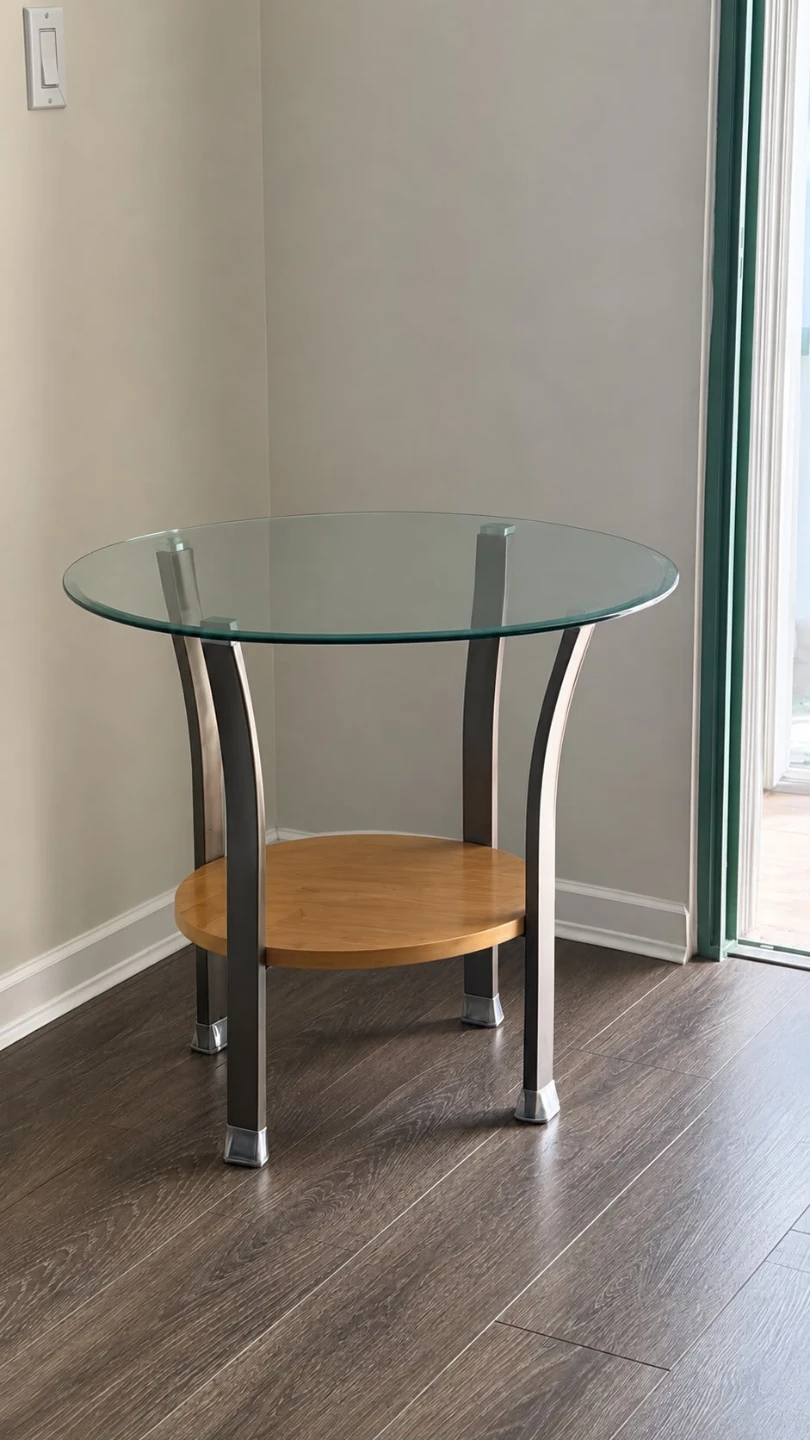 3-Piece Modern Glass and Wood Coffee and End Table Set - photo 2