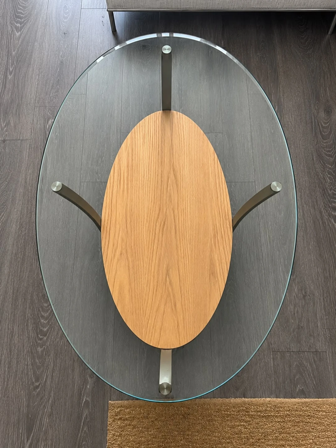 3-Piece Modern Glass and Wood Coffee and End Table Set - photo 3