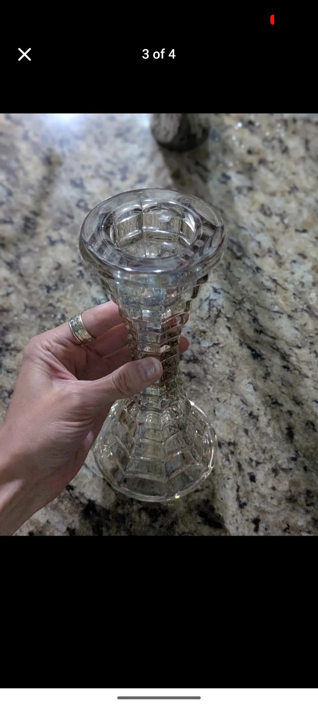Clear Glass Candlestick Holder aurora borealis ab crystal - photo 3