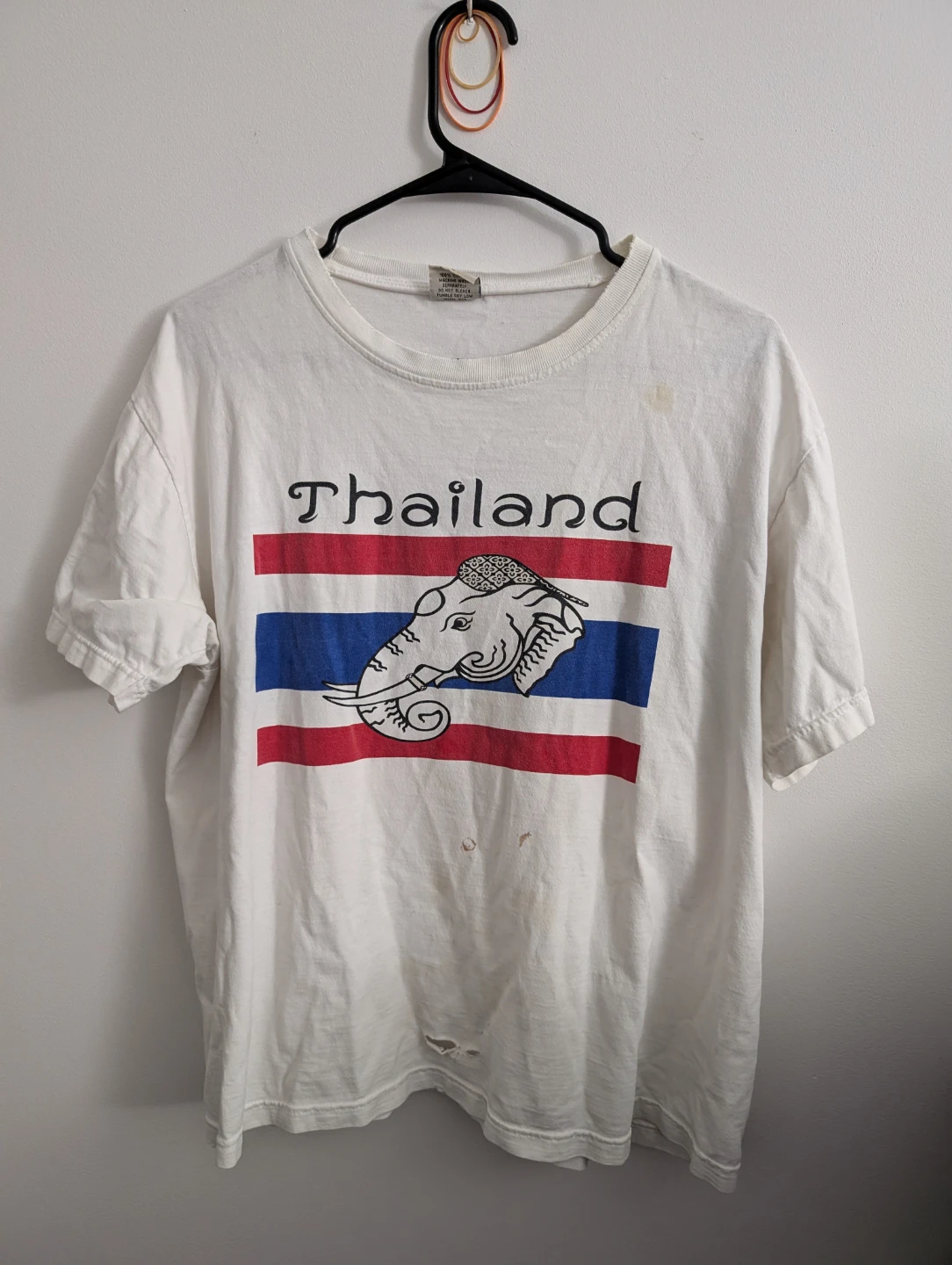 Thailand Distressed Stained Graphic T-Shirt 100% Cotton