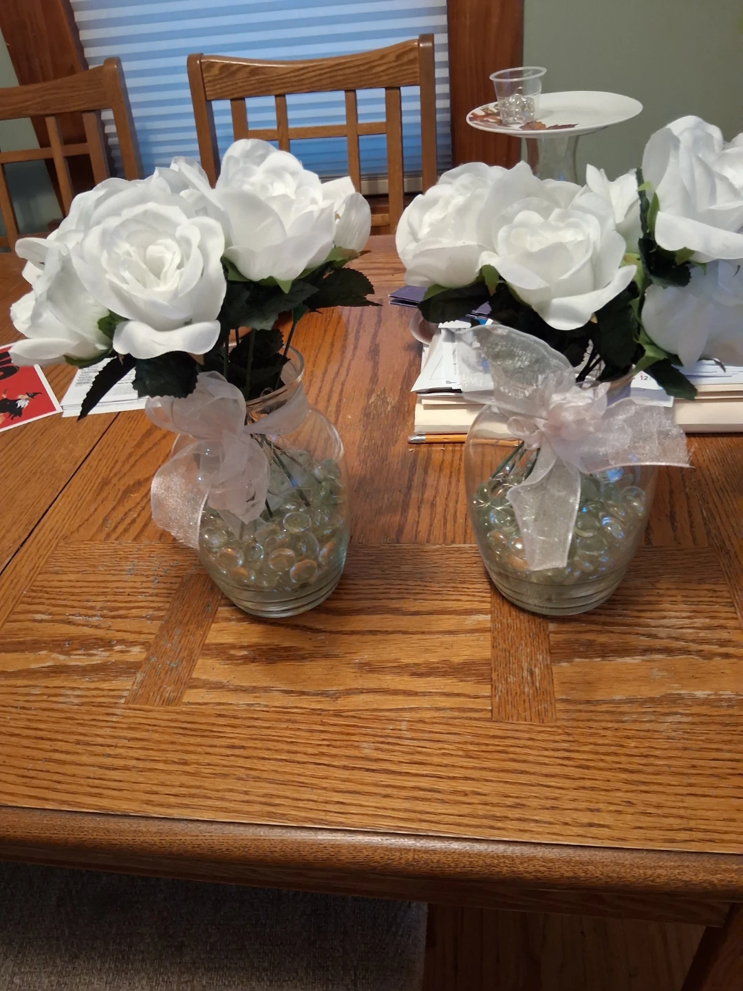Set of 2 Artificial White Rose Flower Arrangements