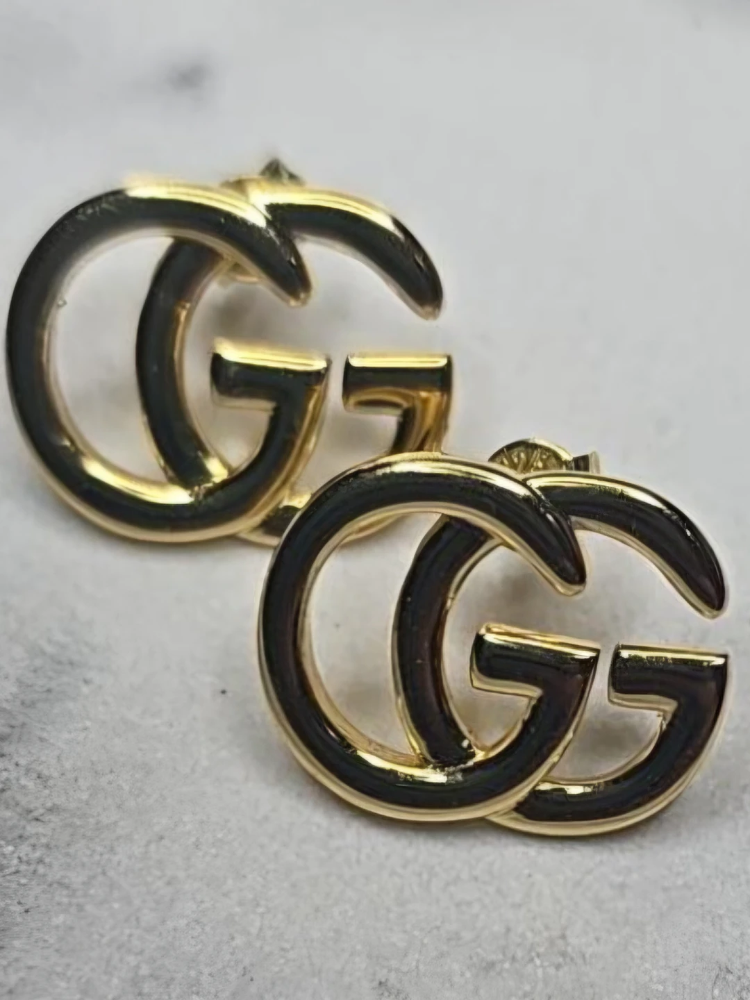 GUCCI Interlocking GG Stud Earrings Gold S925 Sterling Italy - photo 4