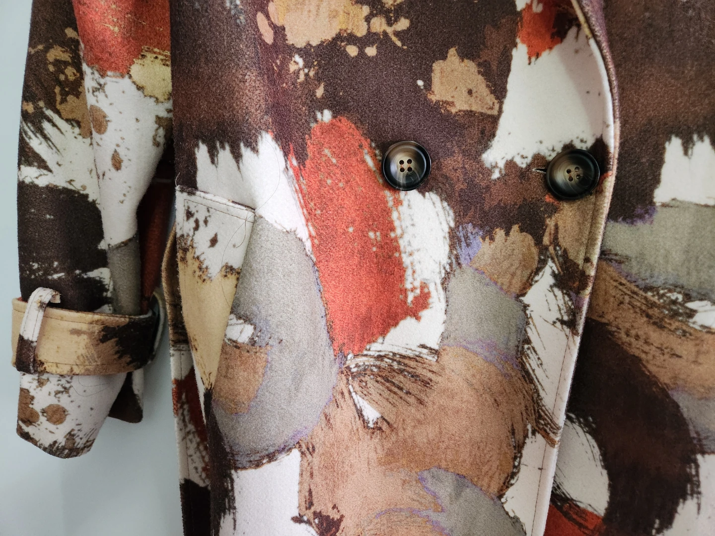Abstract Print Double-Breasted Coat - photo 3