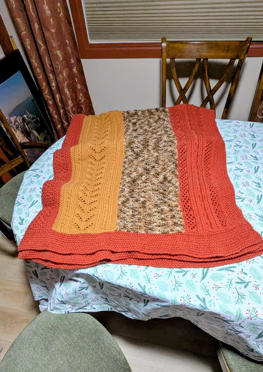 Hand-knitted striped throw blanket - photo 2