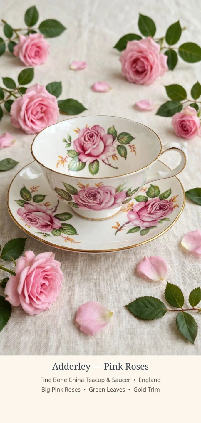 Adderley Fine Bone China Teacup & Saucer