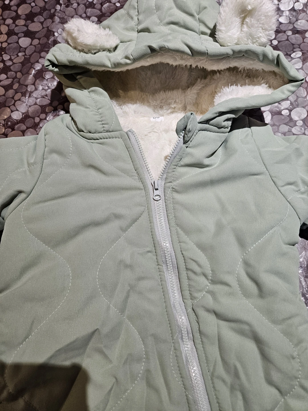 Baby Green Quilted Fleece-Lined Snowsuit - photo 2