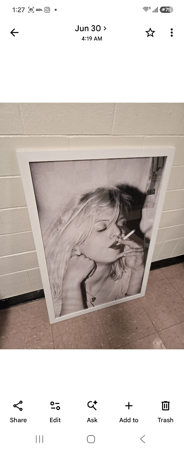Framed Courtney Love Smoking Grunge Art Print - photo 2
