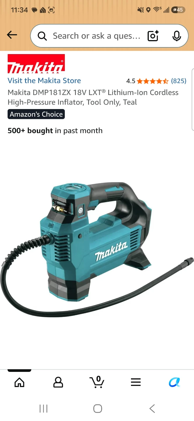 Makita 18V LXT Cordless High-Pressure Inflator DMP181ZX