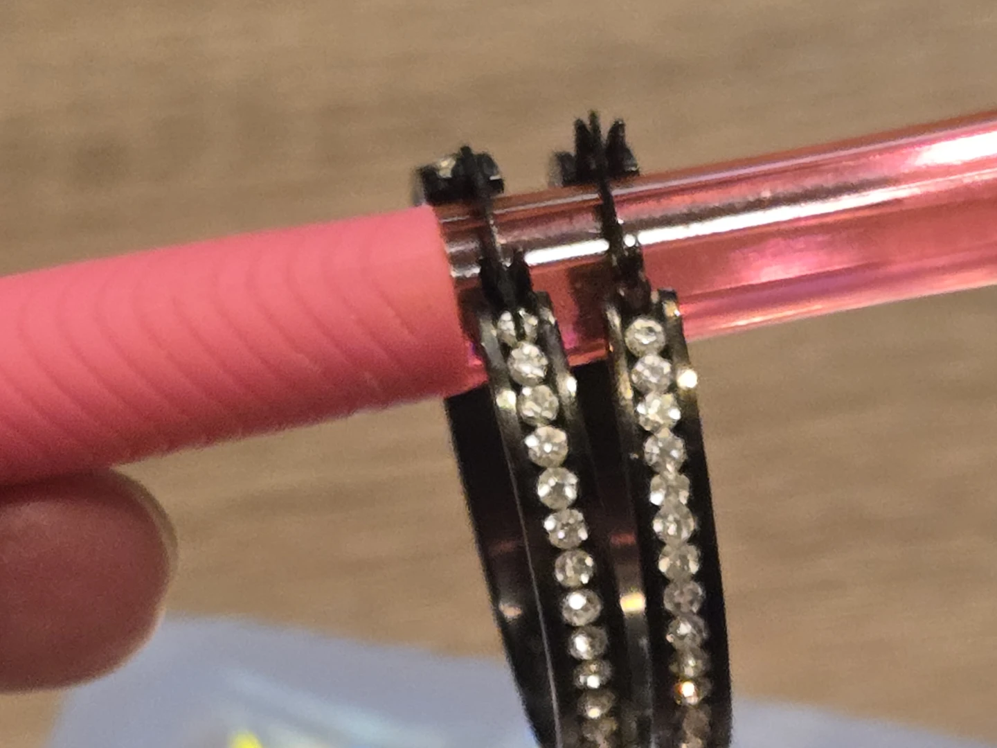 Black Hoop Earrings with Rhinestones