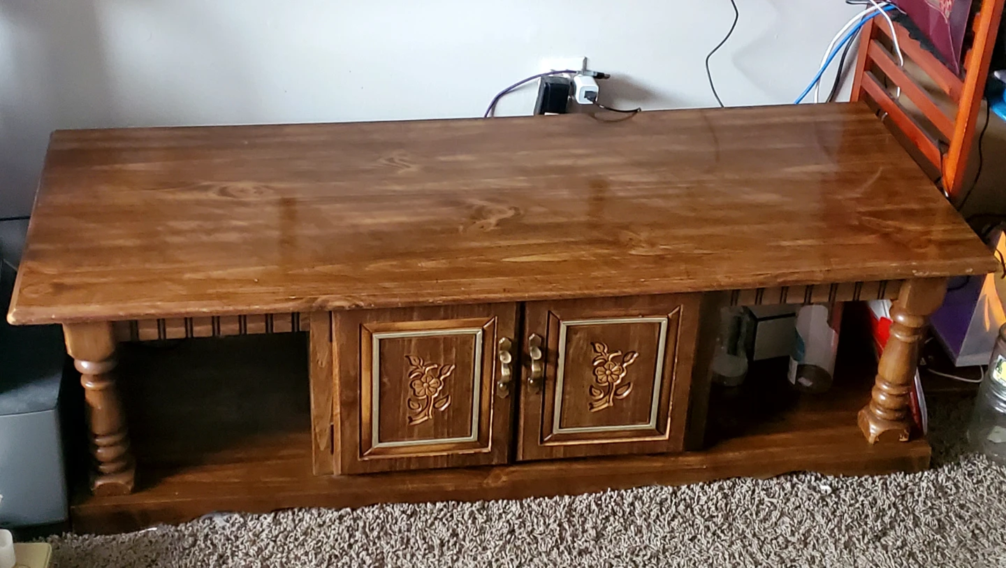 Solid Wood Coffee Table with Storage Doors