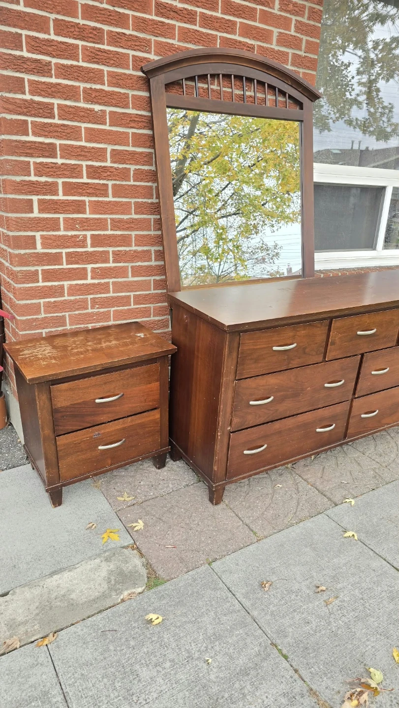 Wooden Dresser with Mirror and Matching Nightstand - photo 2