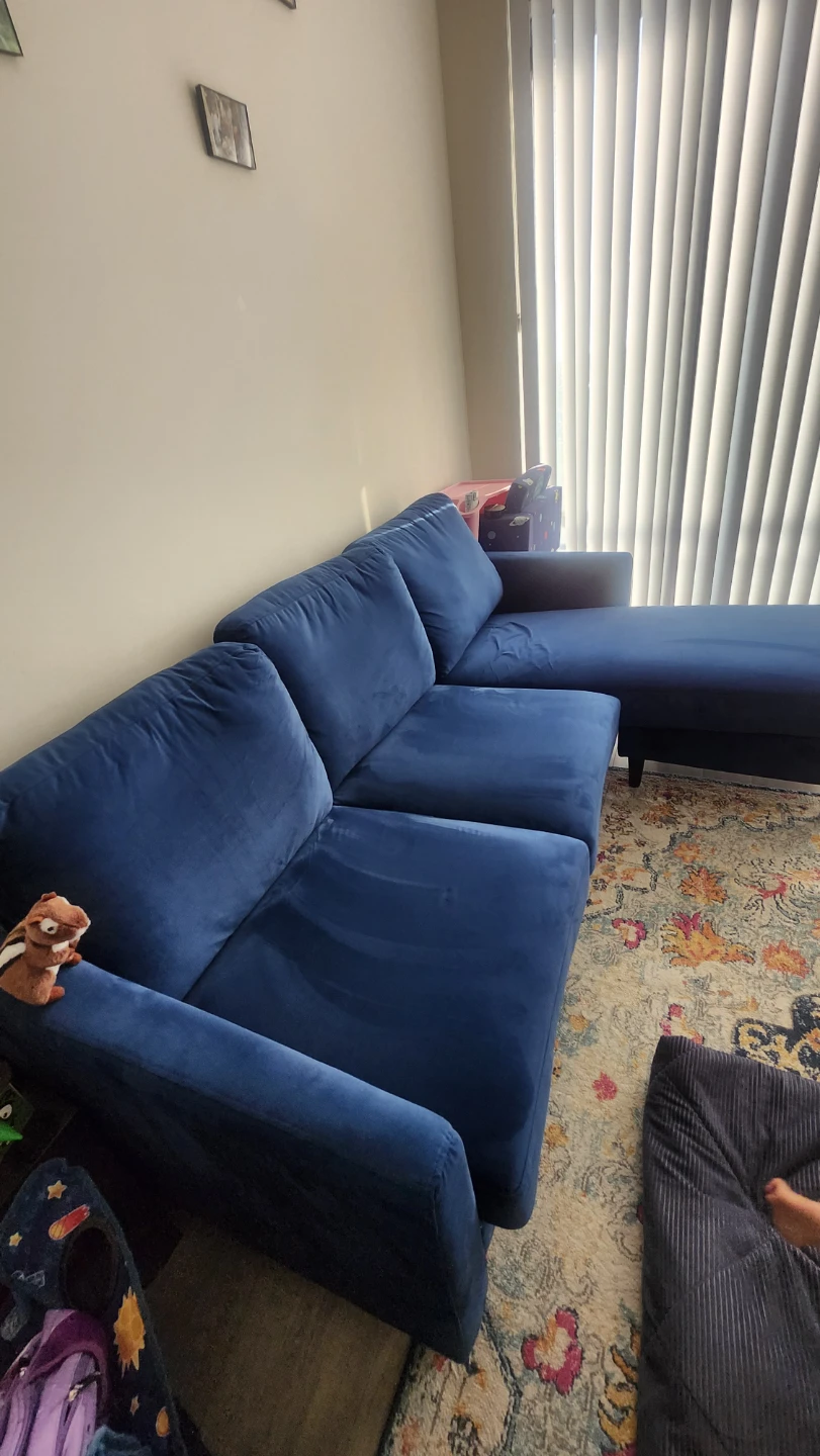 Blue Velvet Sectional Sofa - photo 2