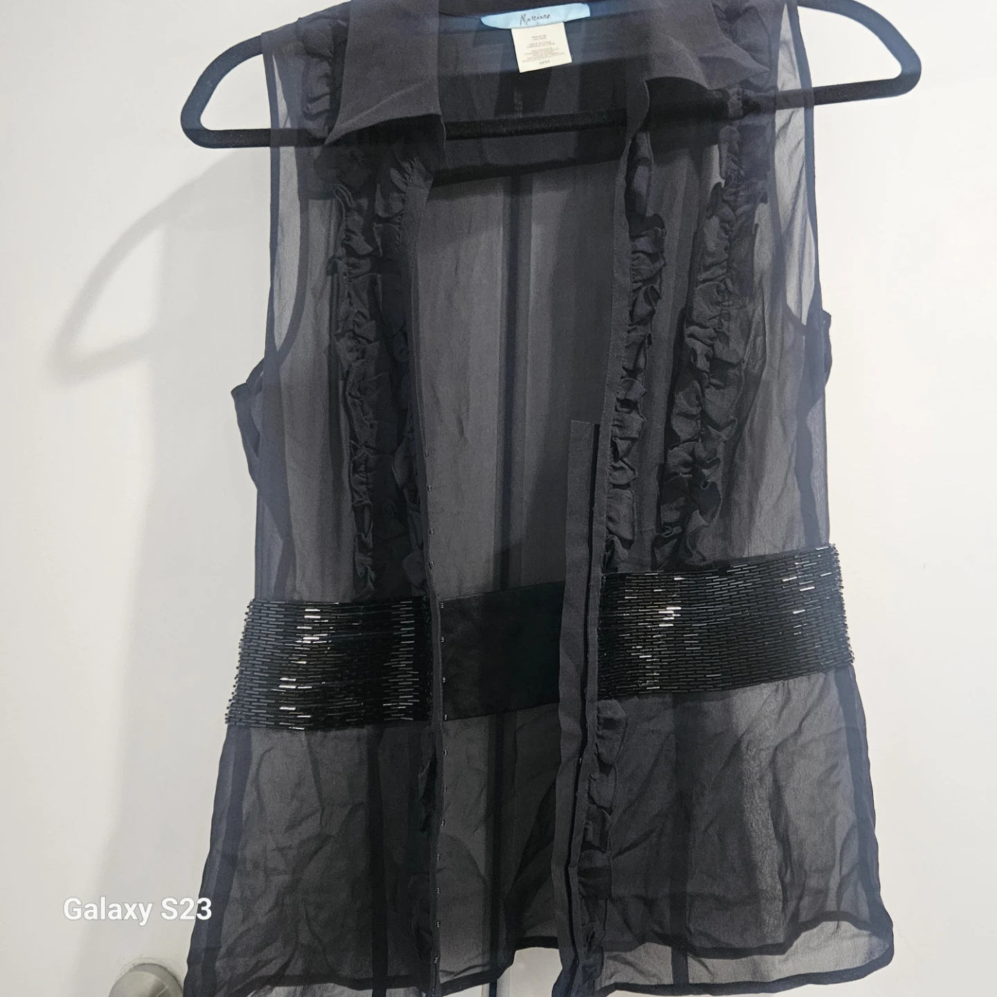Marciano Black Silk Ruffle Vest - photo 2