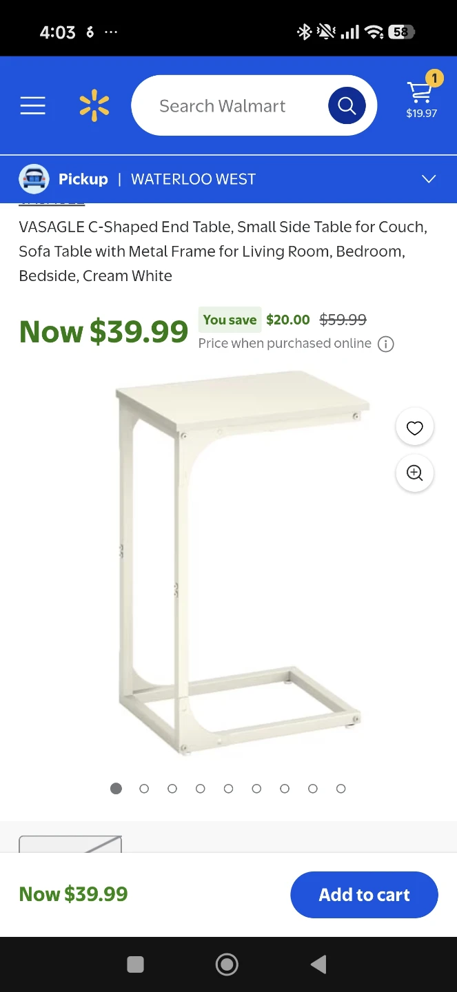 VASAGLE C-Shaped End Table LET353 - photo 3