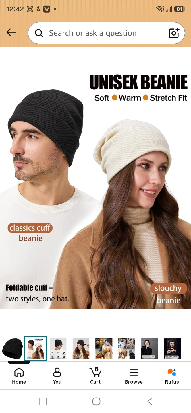 Unisex Black Cotton Beanie - photo 2