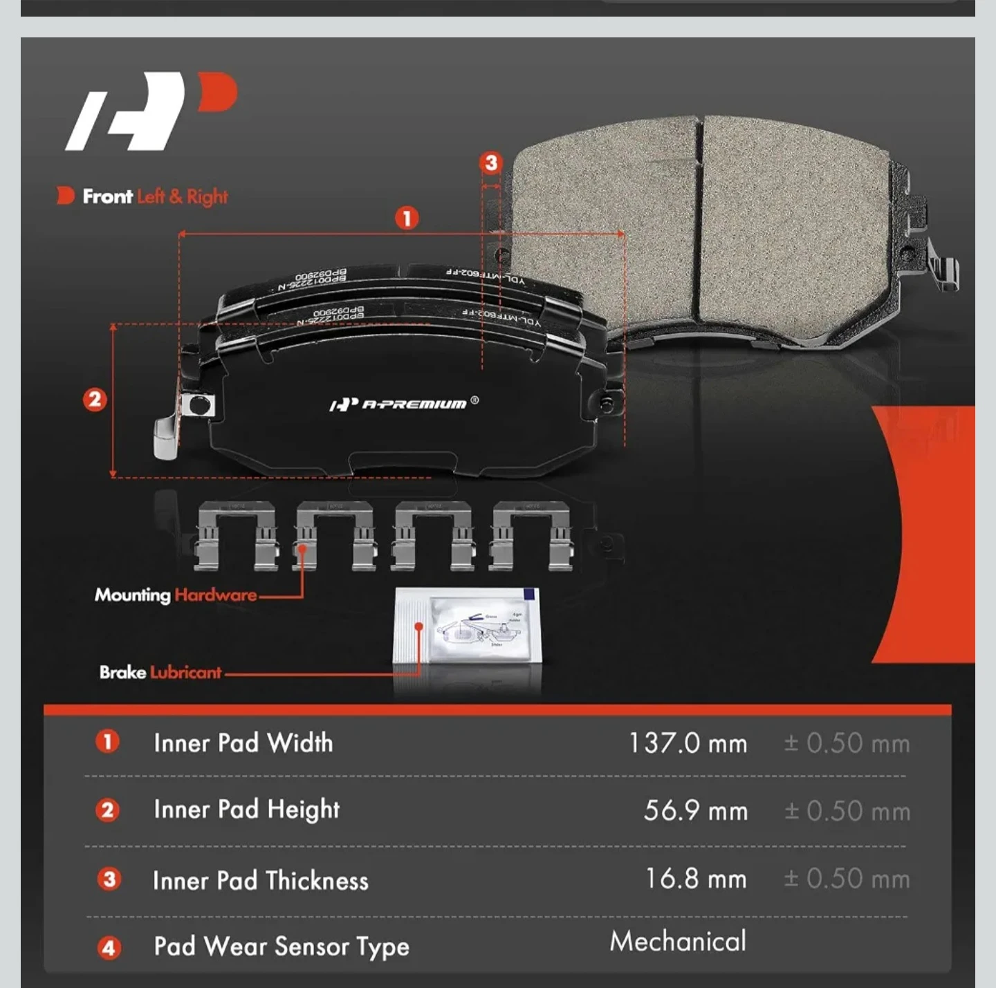 A-Premium Front Ceramic Brake Pads - photo 4