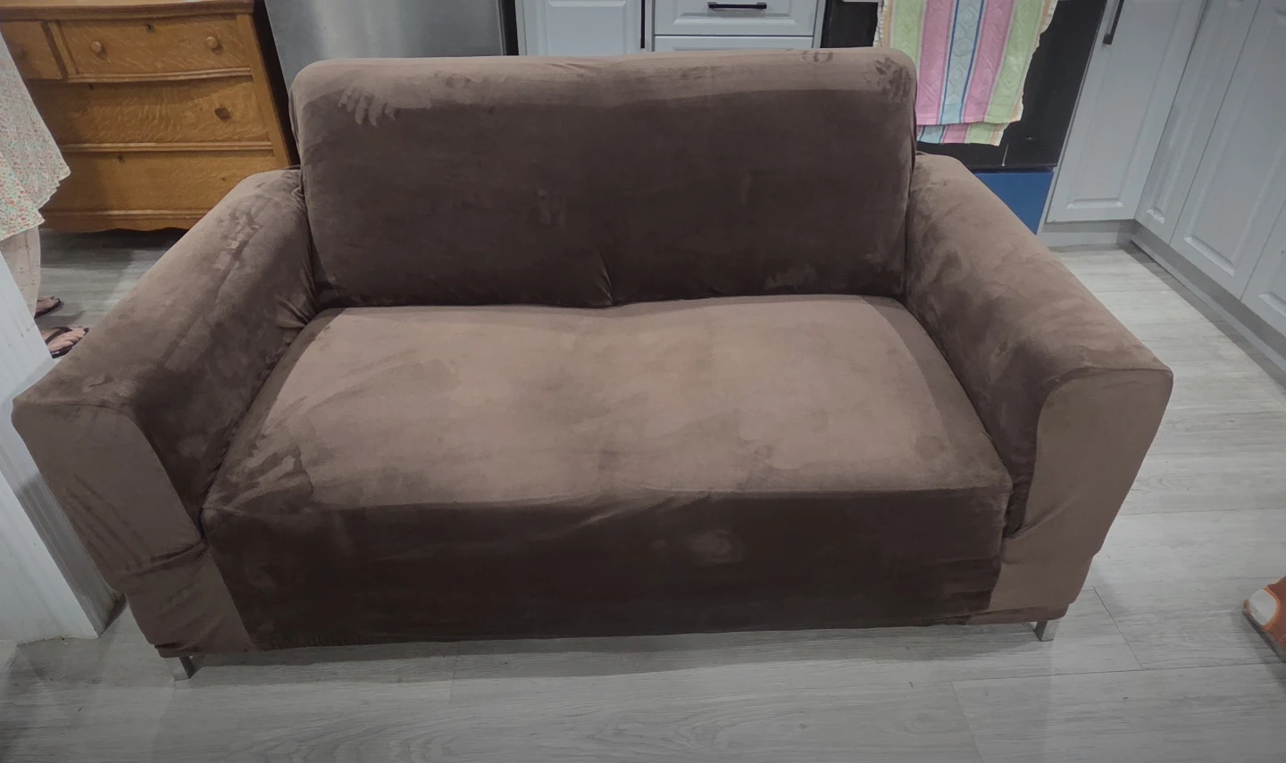 Red Faux Leather Two-Seater Sofa - photo 4