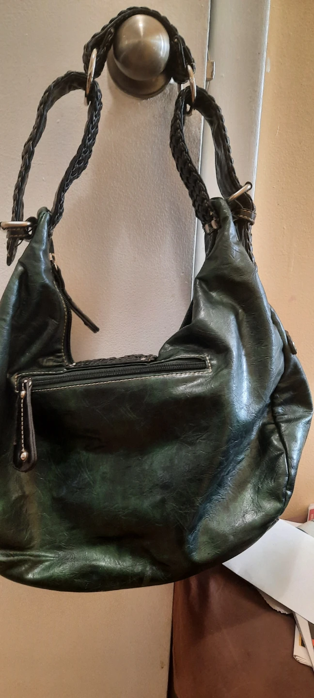 Dark Green Faux Leather Hobo Shoulder Bag - photo 4