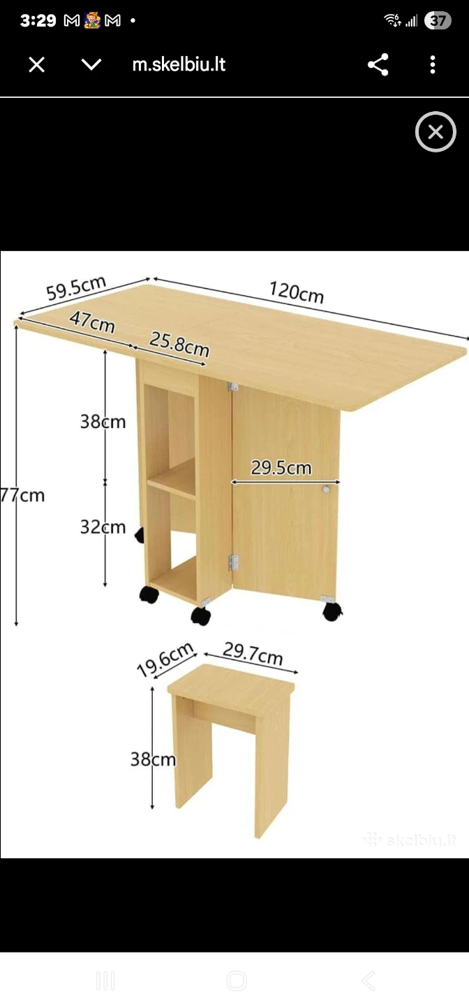 Folding Dining Table with 4 Stools - photo 2