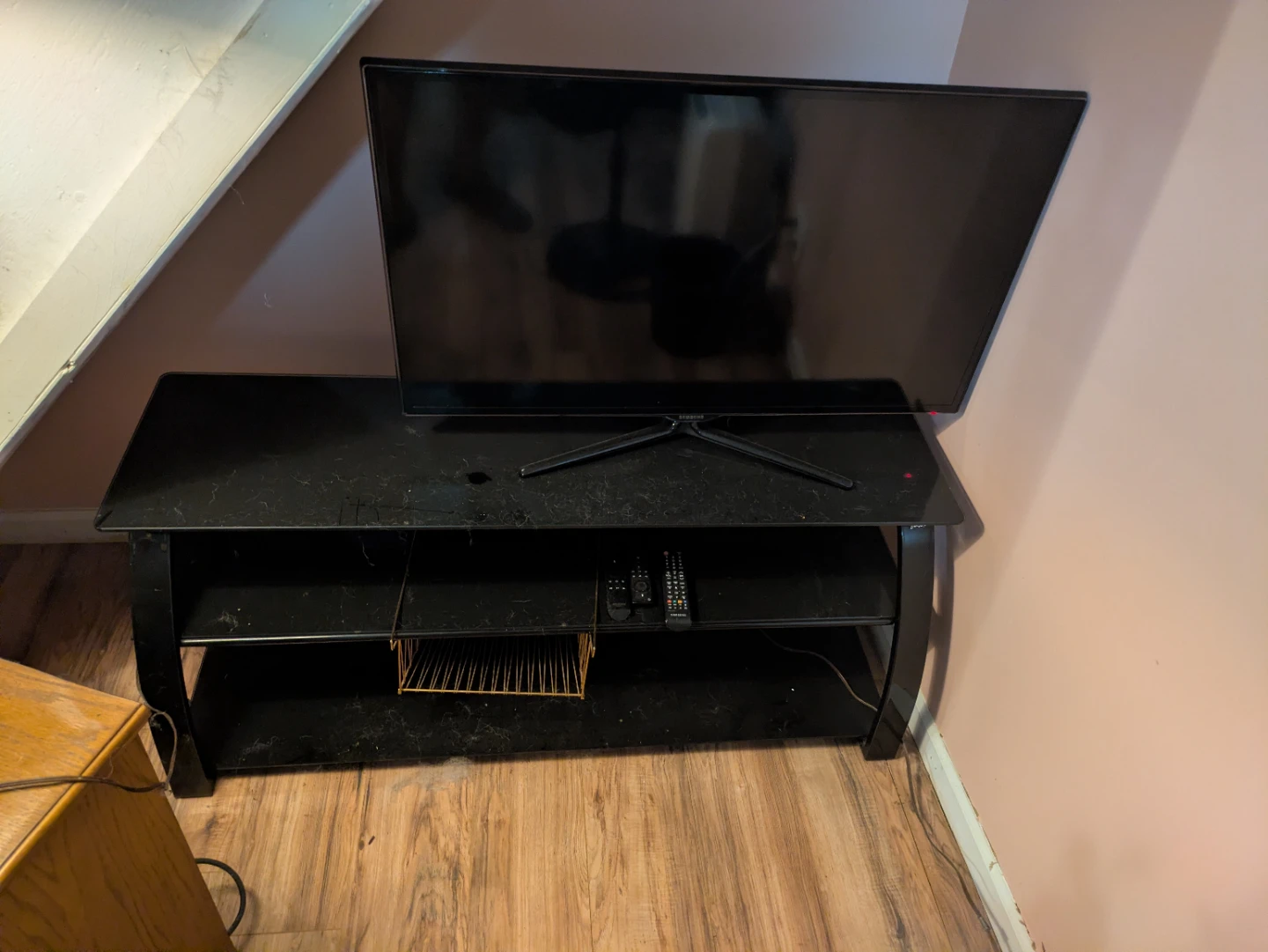 Black Glass TV Stand - photo 2
