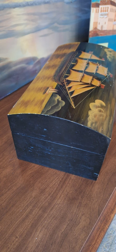 Decorative Wooden Ship Trinket Box - photo 4