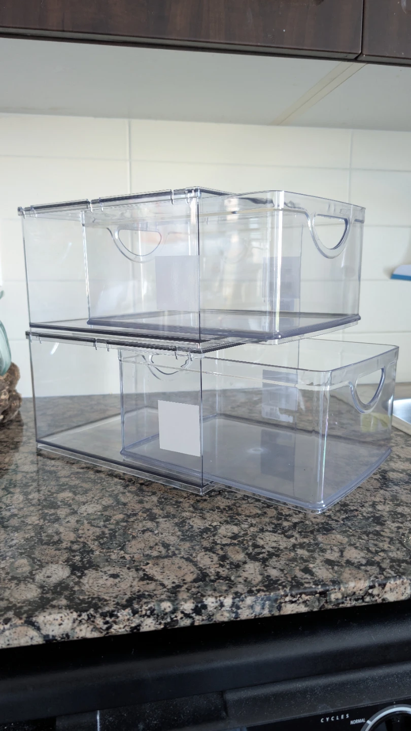 Two Clear Acrylic Stackable Storage Bins