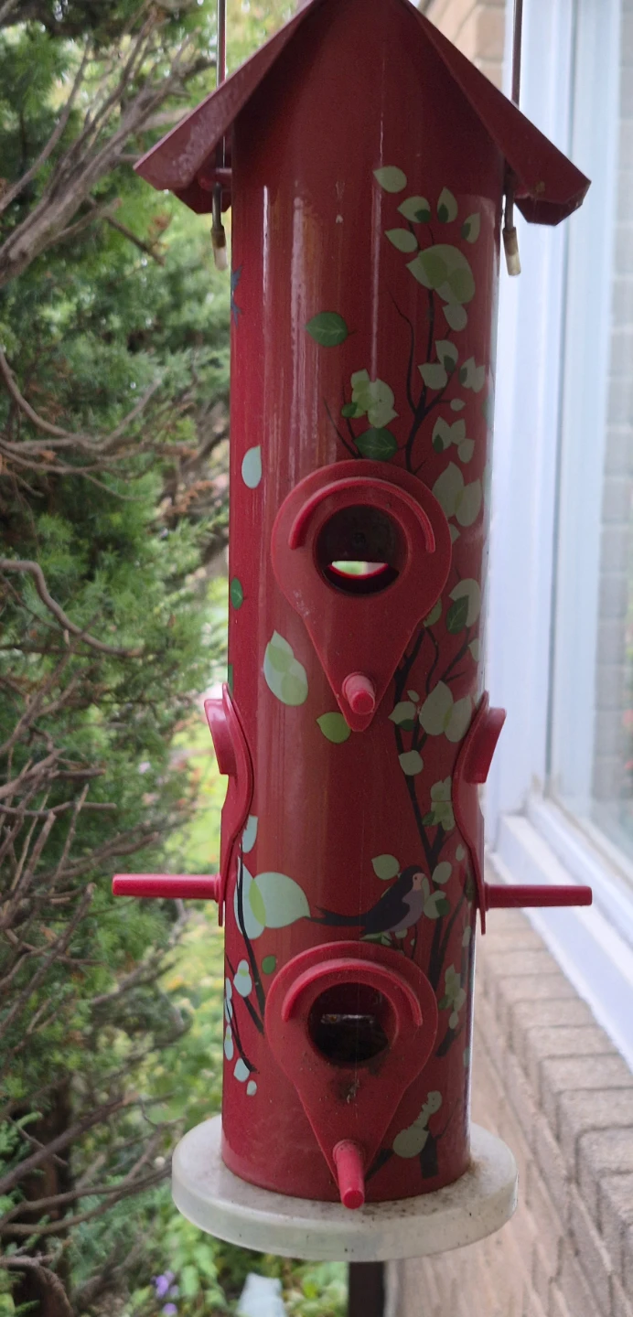 Red Metal Bird Feeder
