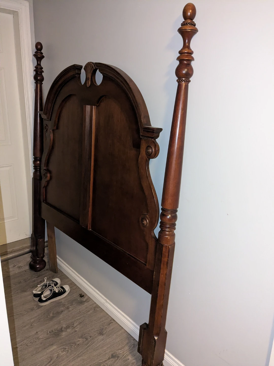 Dark Red Brown Queen Solid Wood Headboard