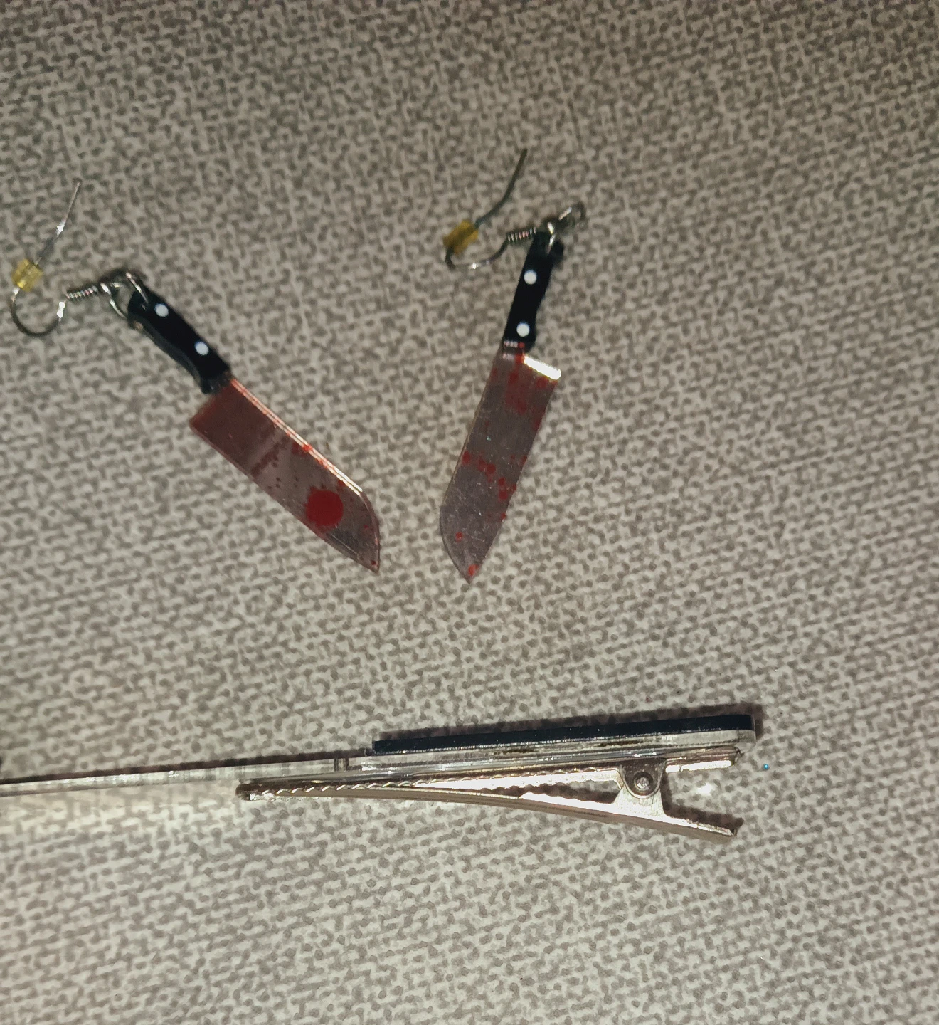 Miniature Knife Earrings and Hair Clip Set - photo 2