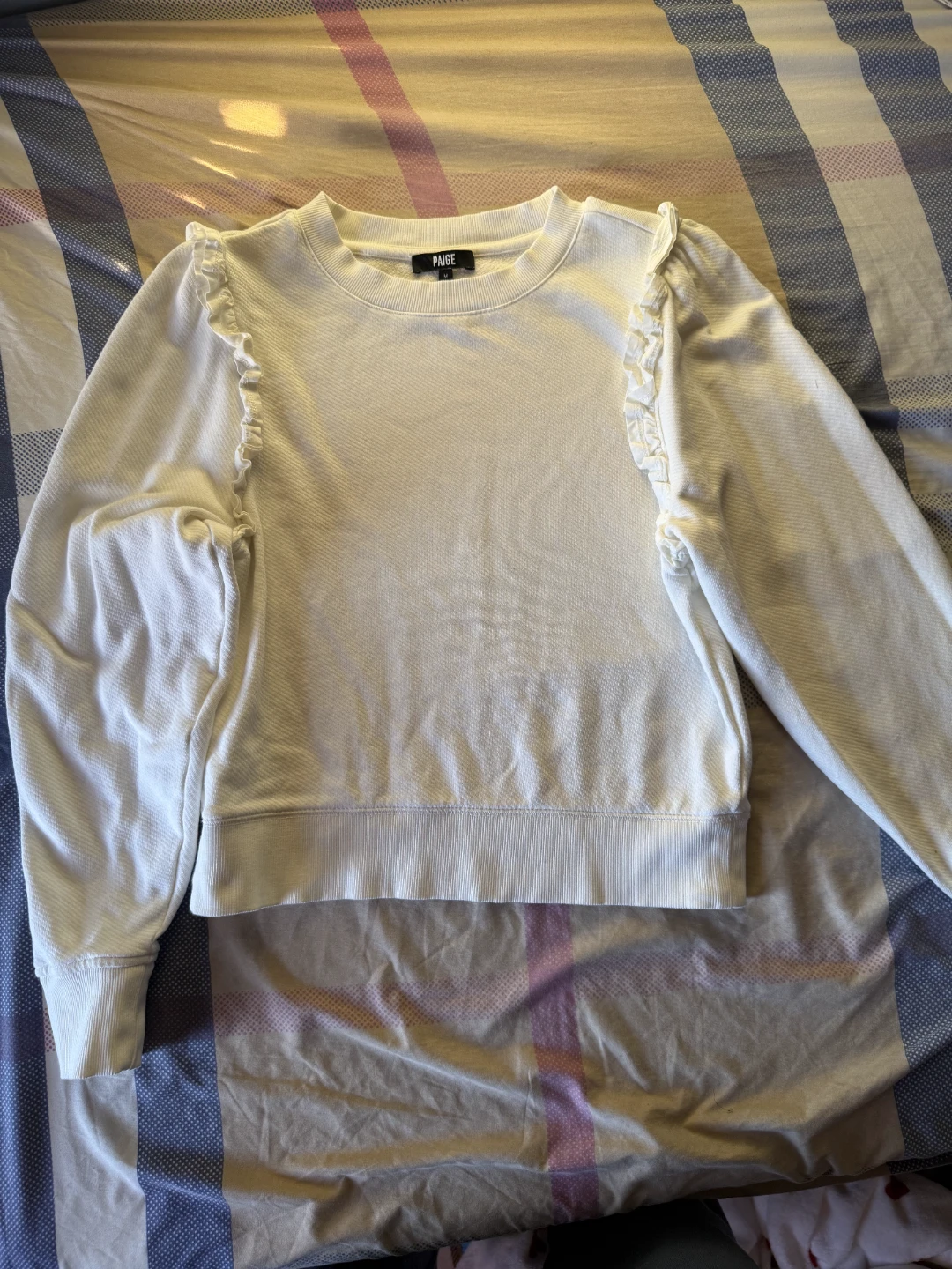 PAIGE White Ruffle Sweatshirt