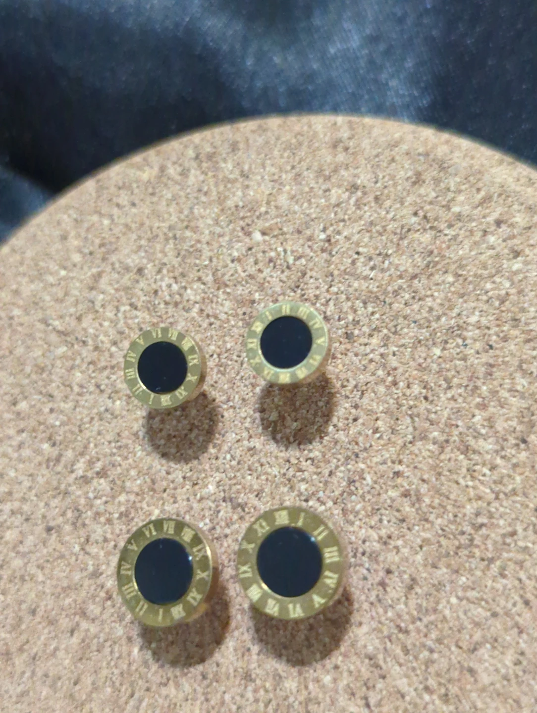 2  Pairs  Gold-tone Roman Numeral Stud Earrings