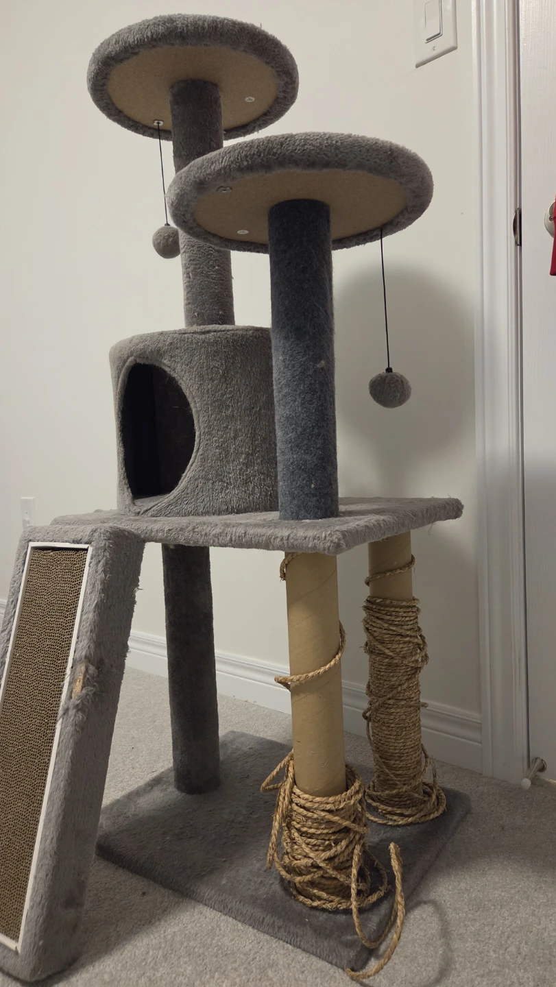 Grey Multi-Level Cat Tree with Scratching Posts