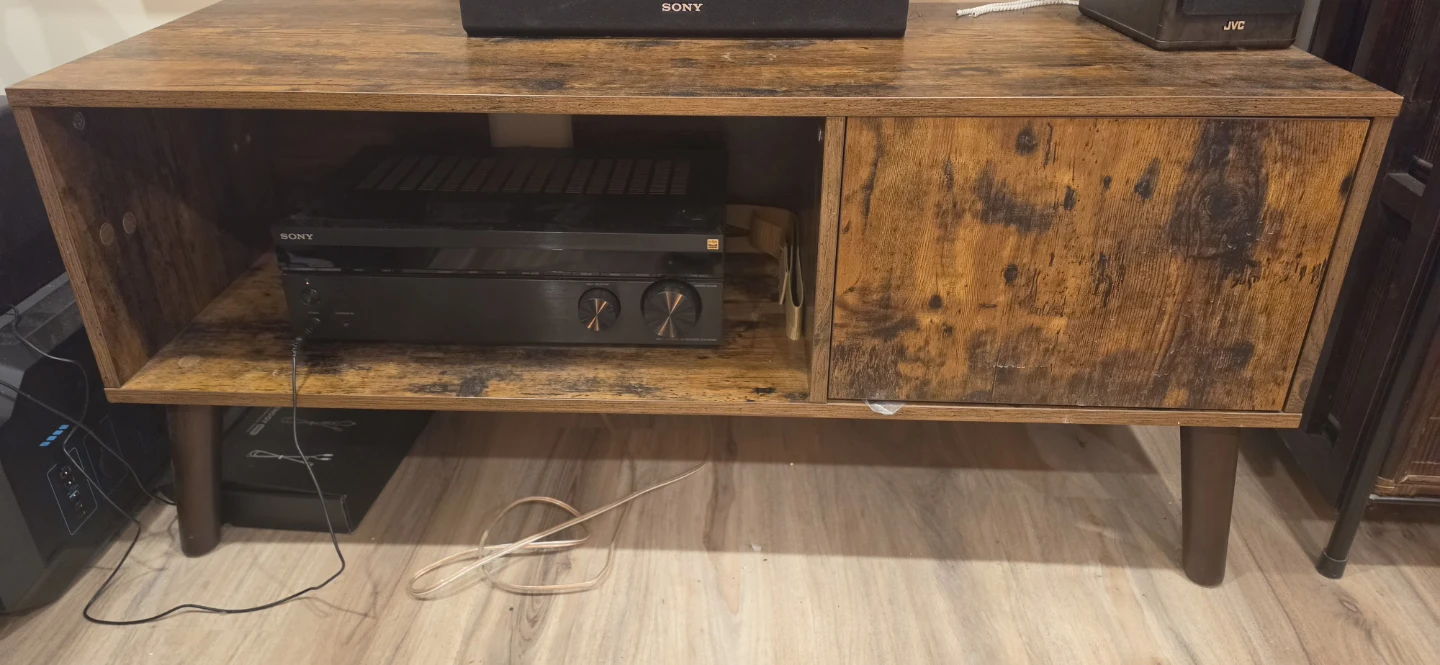 Rustic Wood TV Stand with Cabinet