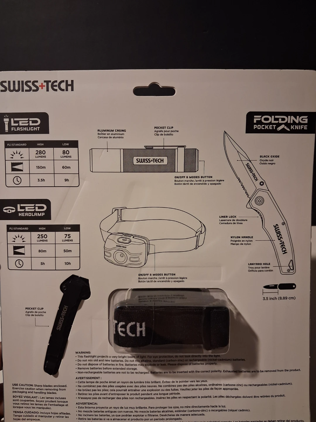 Swiss+Tech 3-Piece Flashlight, Headlamp and Knife Set SEALED - photo 2