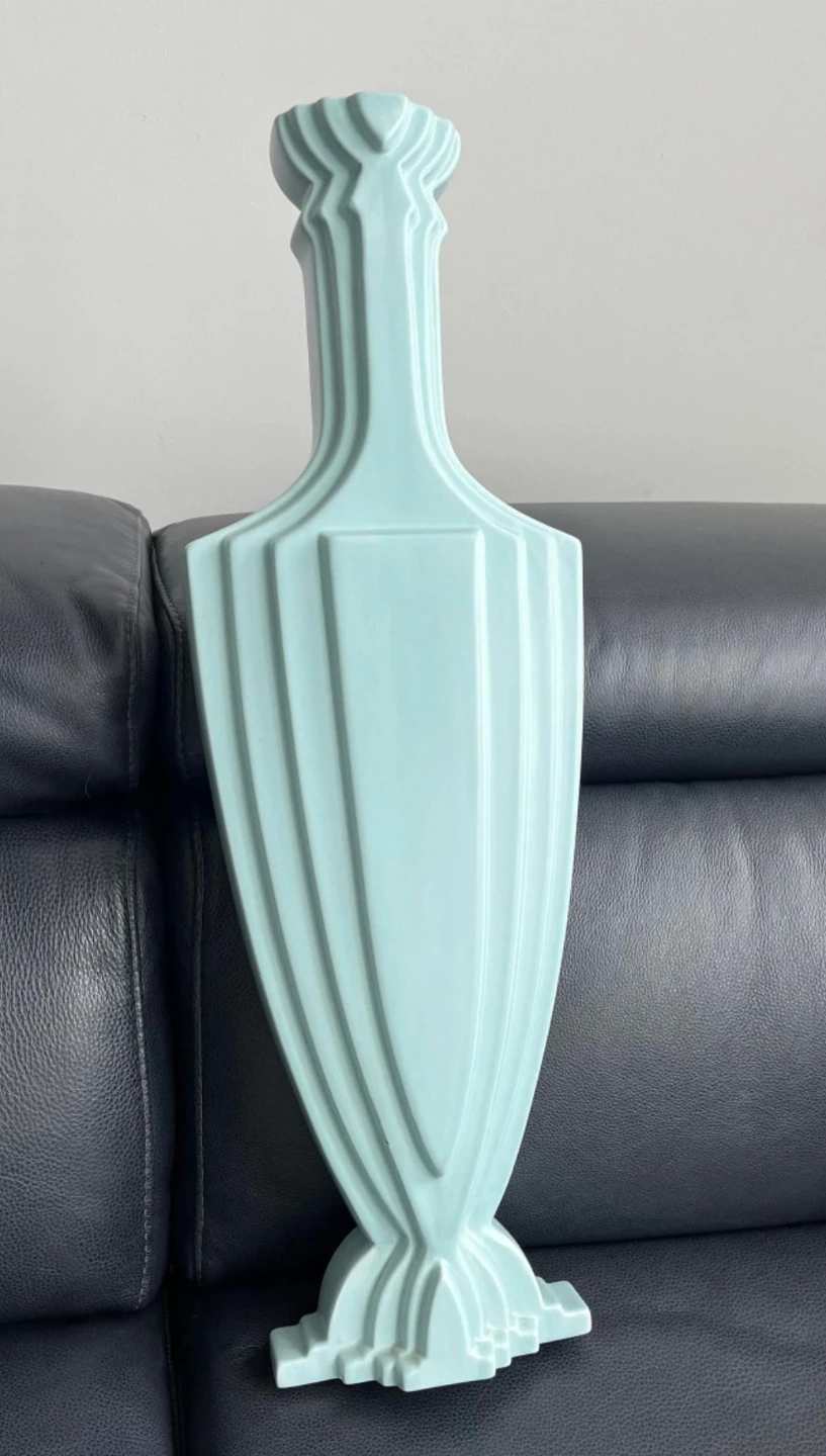 (PRICED FOR QUICK SALE) STUNNING ART DECO TIFFANY BLUE TALL VASE