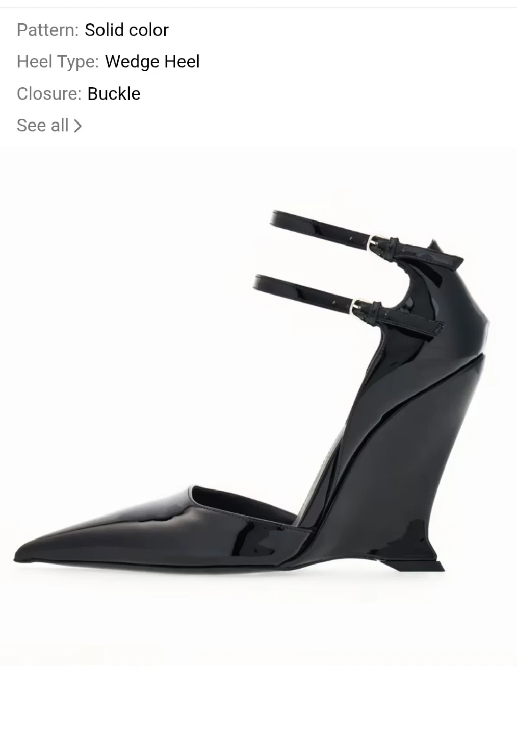 Black Patent Wedge Heel Sandals - photo 3