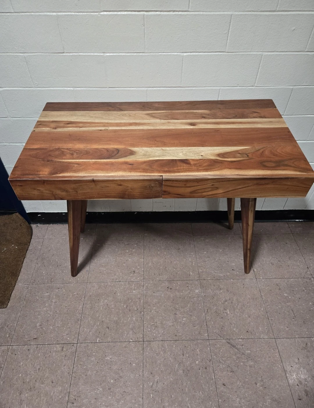 Solid Acacia Wood Mid-Century Modern Writing Desk Table