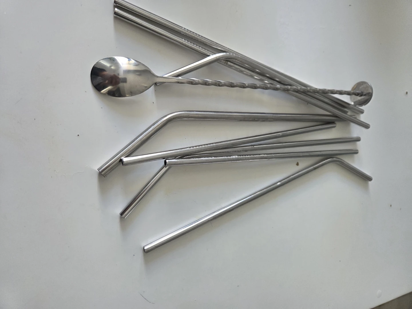 Set of 7 Stainless Steel Straws and Stirring Spoon - photo 2