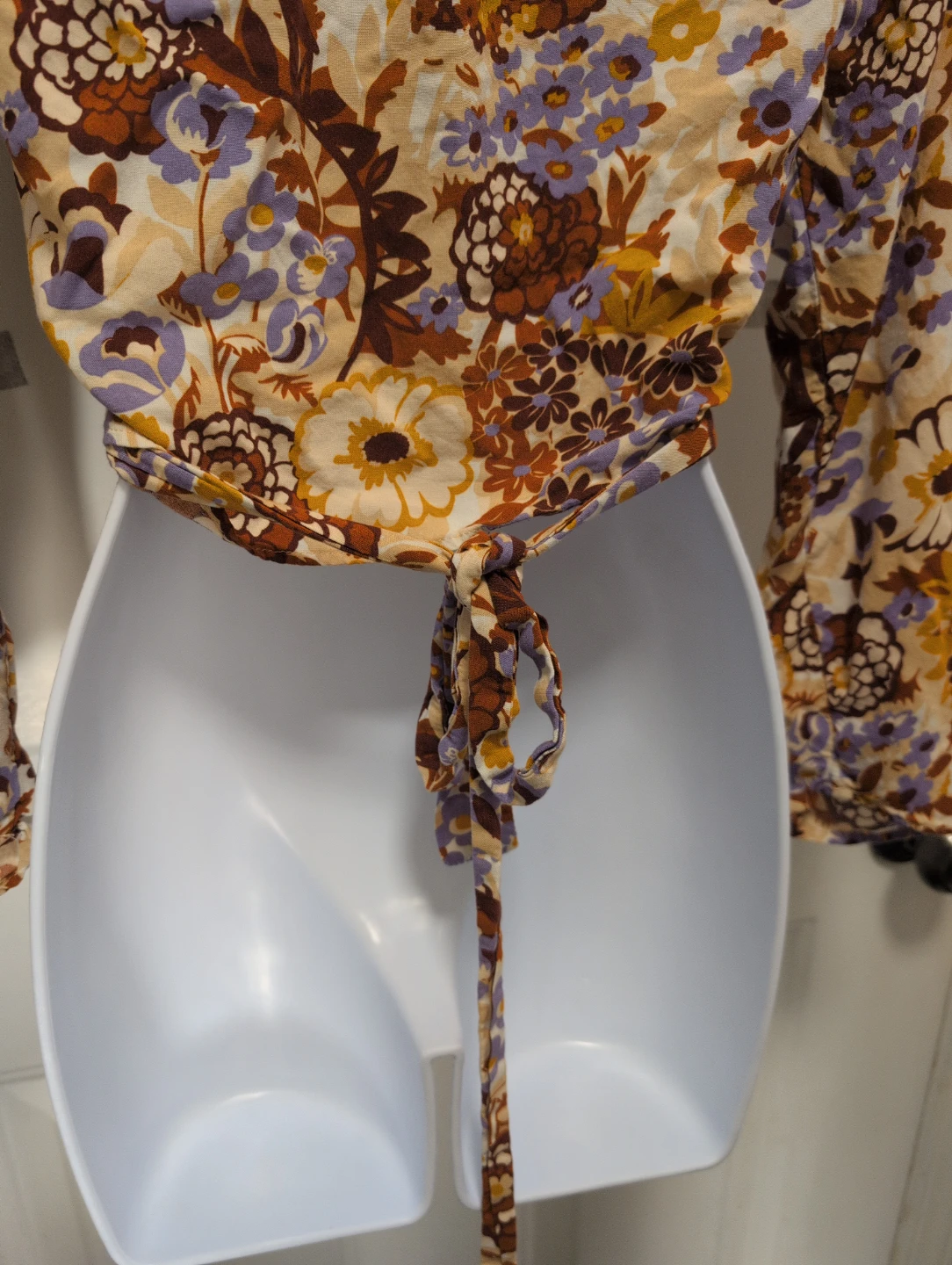 Floral Print Wrap Long Sleeve Top - photo 5