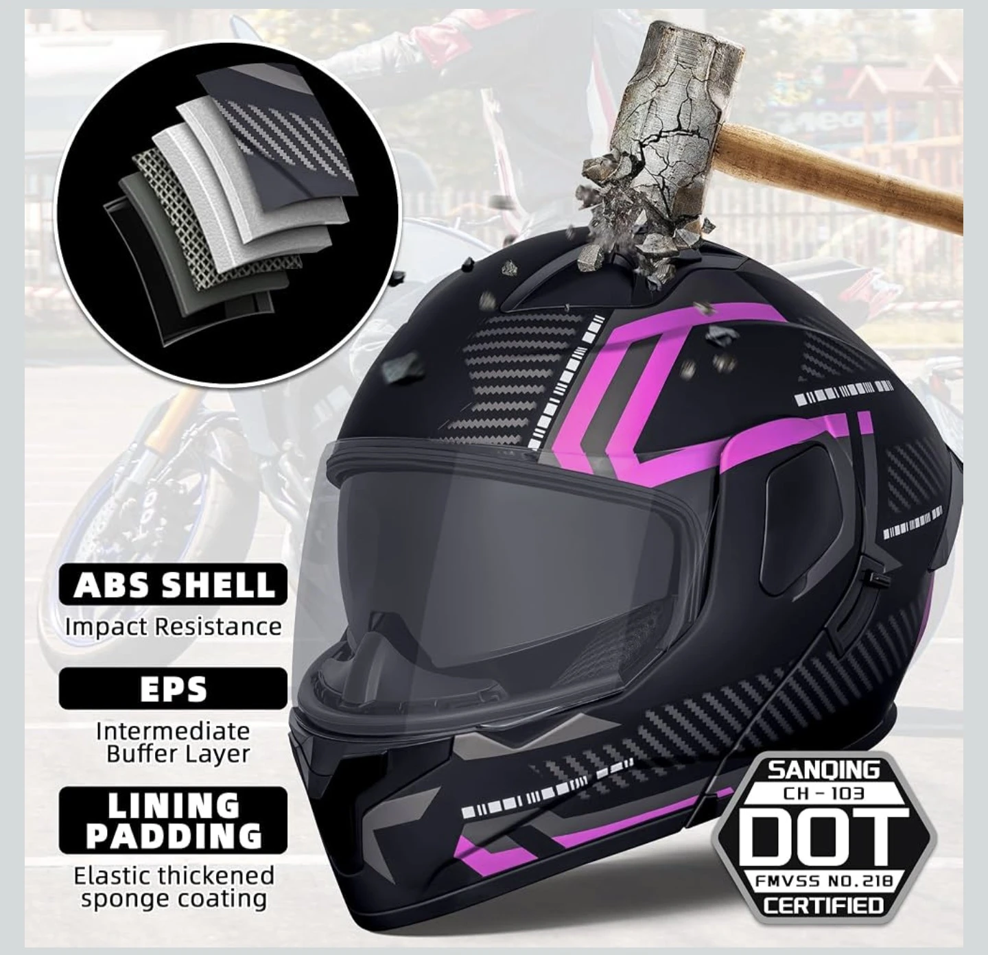 Sanqing CH-103 Modular Motorcycle Helmet - photo 3