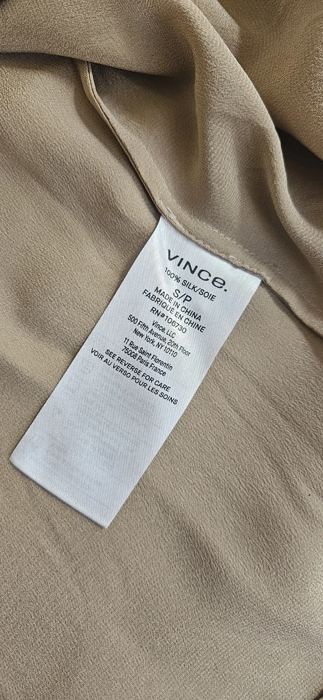 Vince Satin Tank Sand Dollar 100% Silk - photo 2