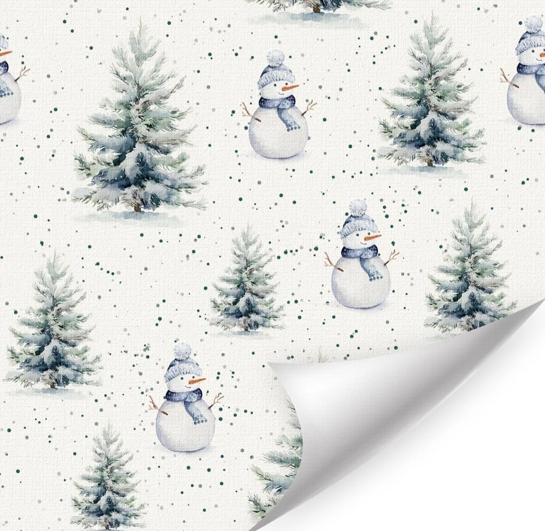 Winter Snowman Peel & Stick VinylWallpaper 17.7" x 118"