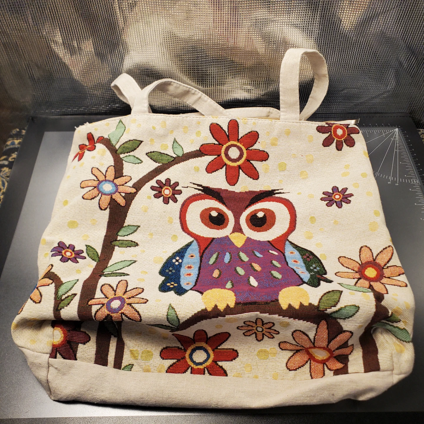 Owl Tapestry Tote Bag