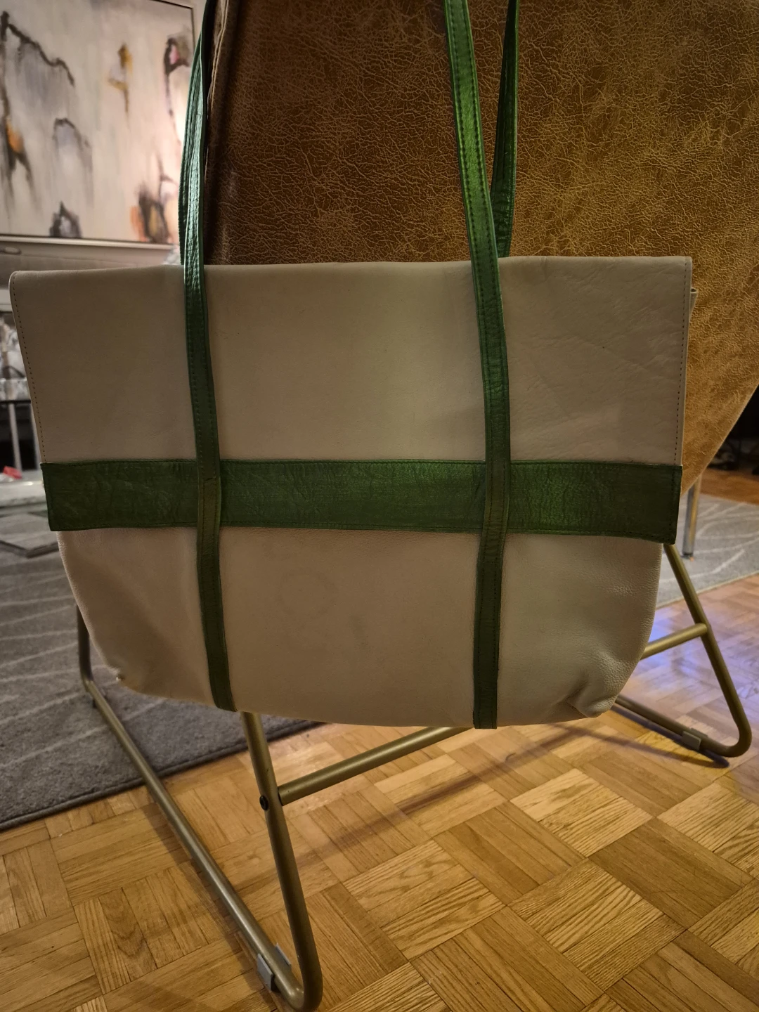 Two-Tone Leather Laptop Bag
