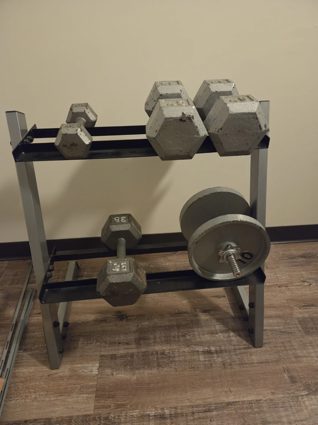 Cast Iron Dumbbell Set with Rack